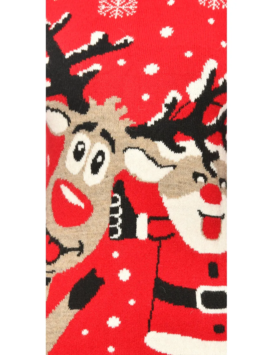 Festive Season Red Reindeer  Christmas Jumper - XL