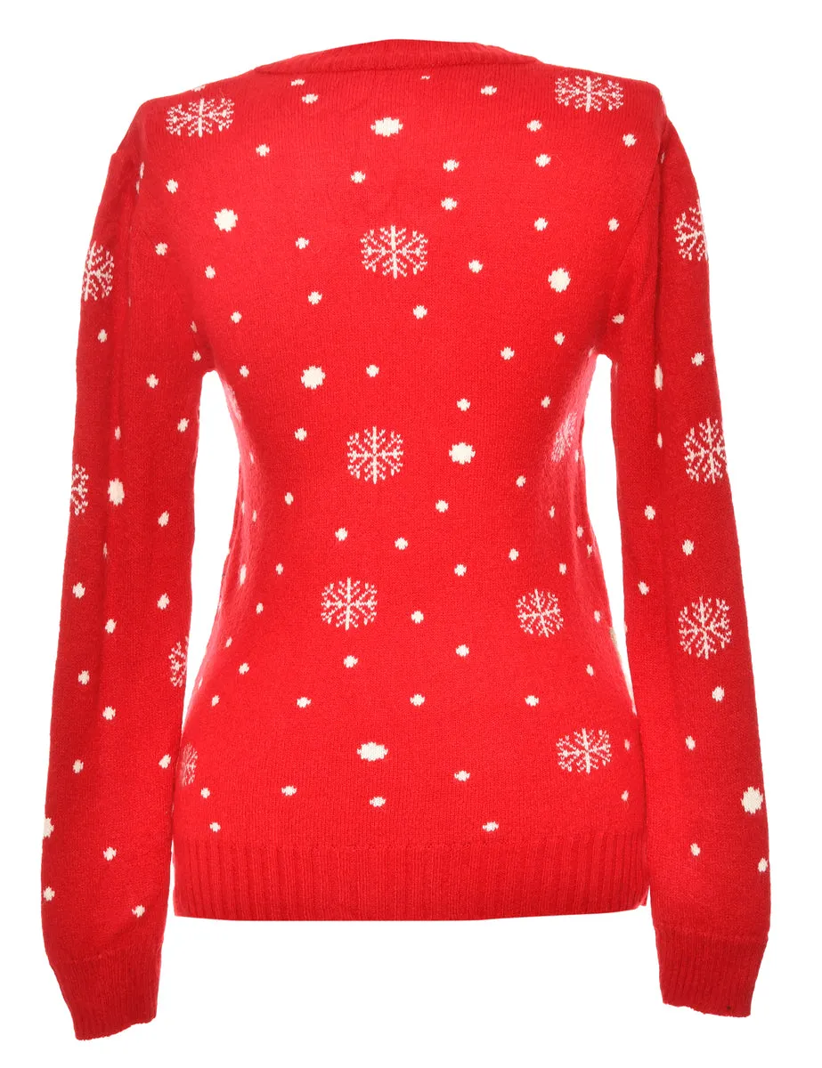 Festive Season Red Reindeer  Christmas Jumper - XL