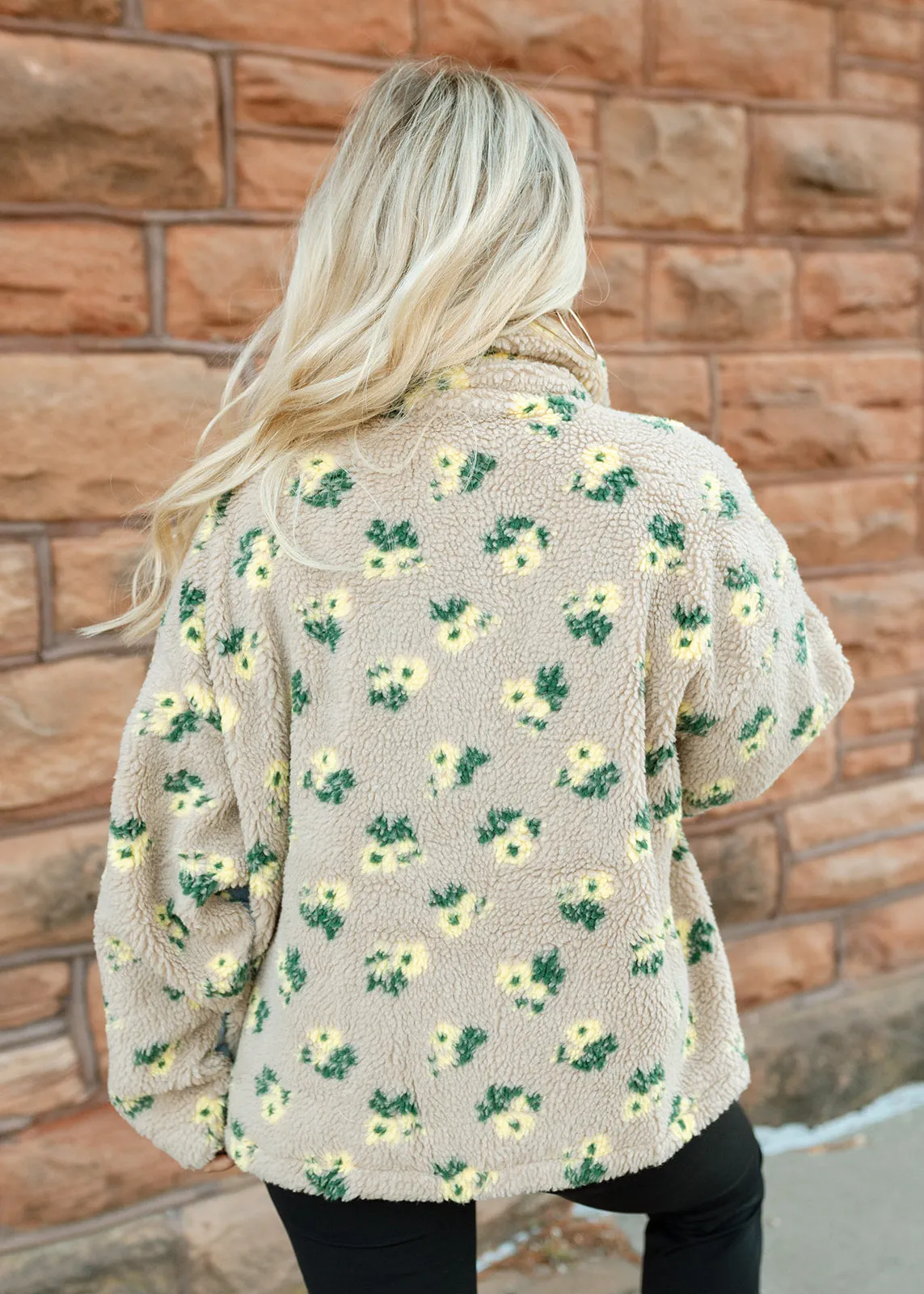 Floral Shearling & Denim Jacket