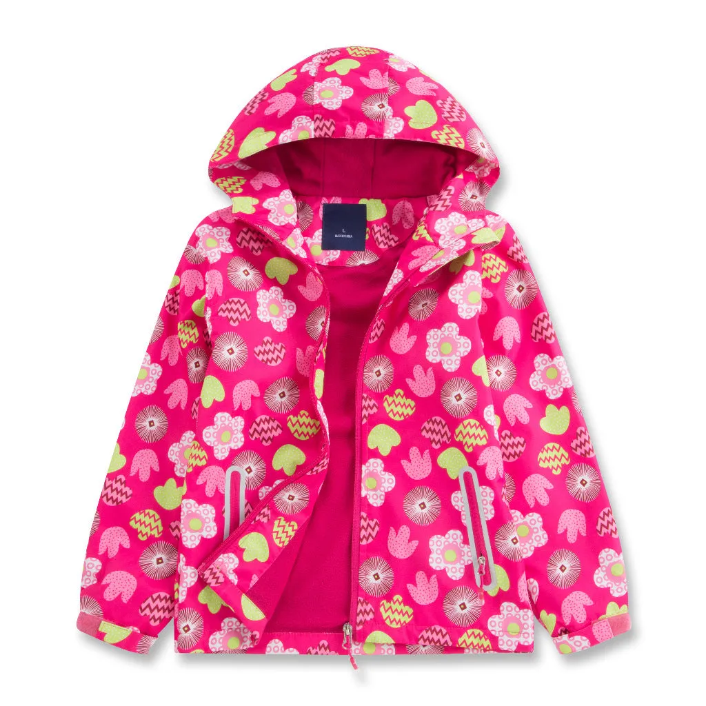 Floral Windbreaker Jacket, Rose Red, Size 3-12 Yrs