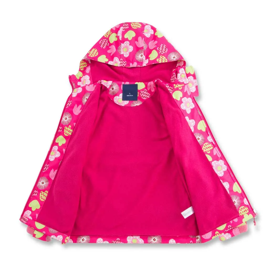 Floral Windbreaker Jacket, Rose Red, Size 3-12 Yrs