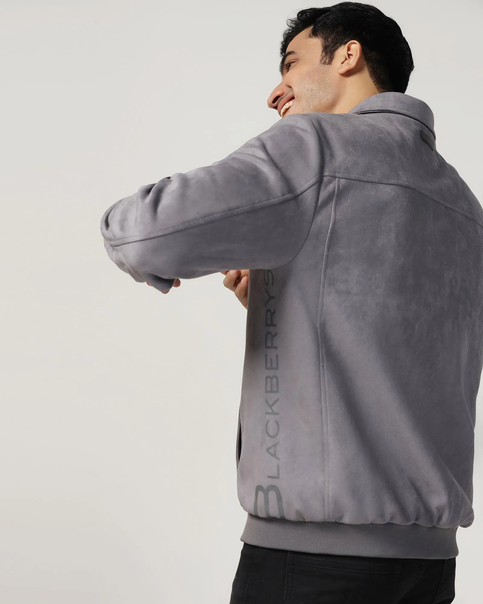 Formal Grey Solid Zipper Jacket - Ducrot