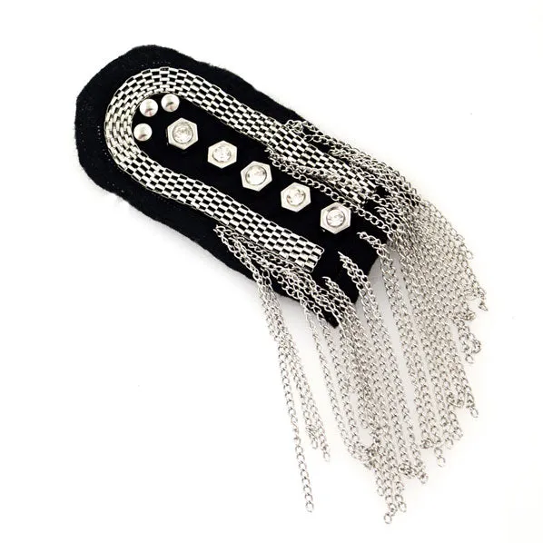 Fringed Epaulet with Rhinestone Buttons