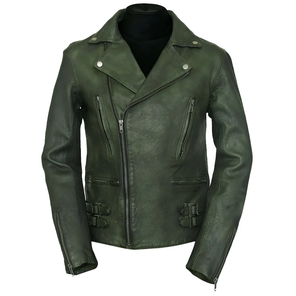 Frisco Motorcycle Easy Rider Green Leather Jacket