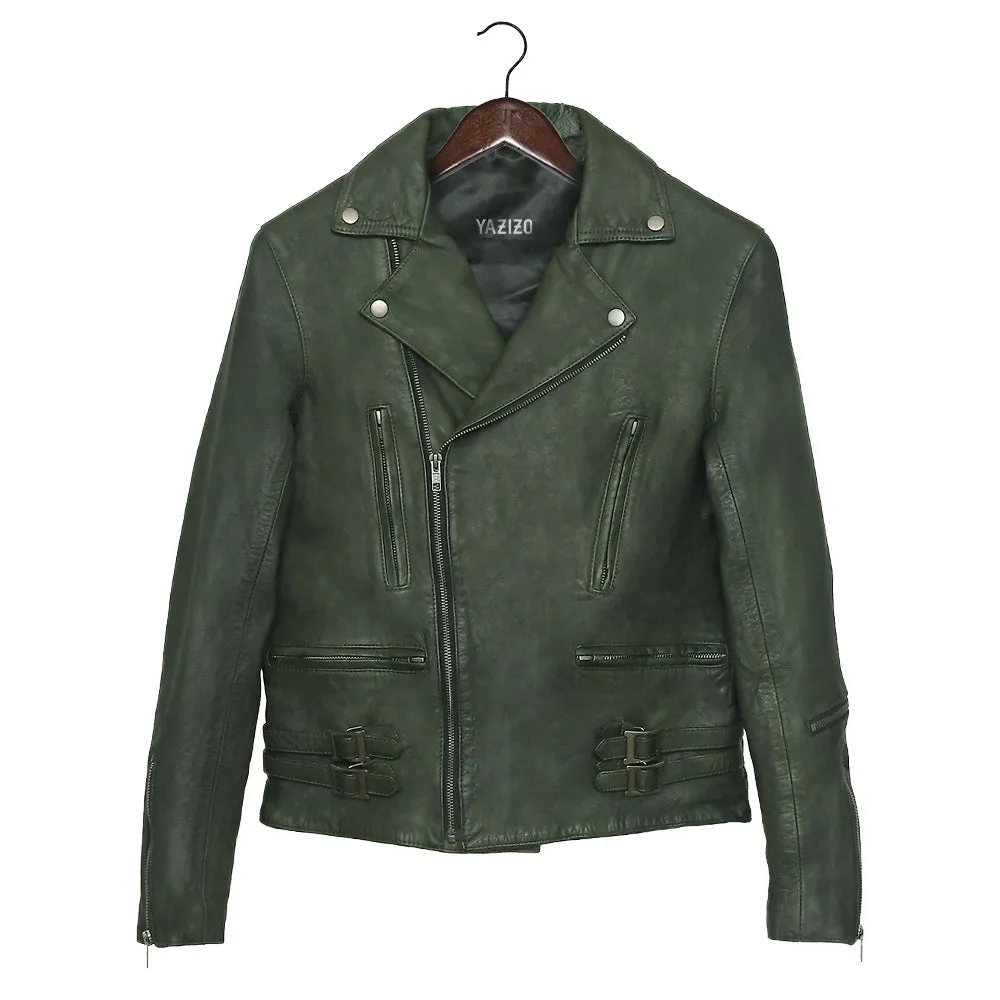 Frisco Motorcycle Easy Rider Green Leather Jacket