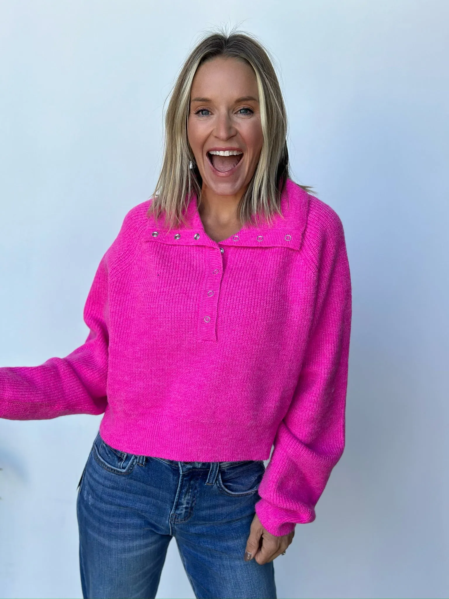 Fuchsia Crop Sweater