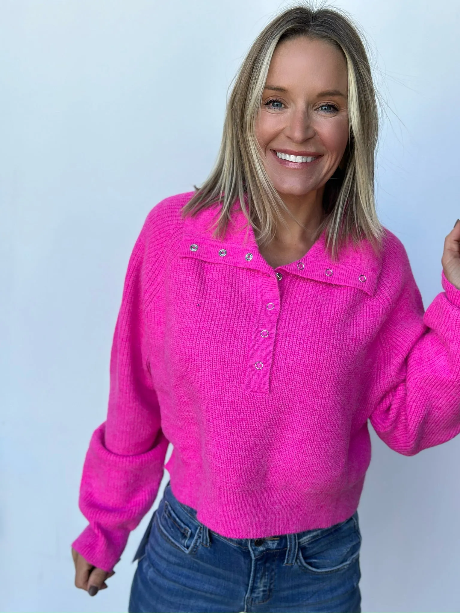 Fuchsia Crop Sweater