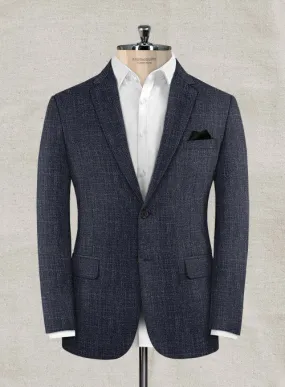 Italian Murano Indigo Blue Wool Linen Jacket