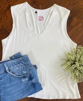 Ivory V-Neck Tank Top