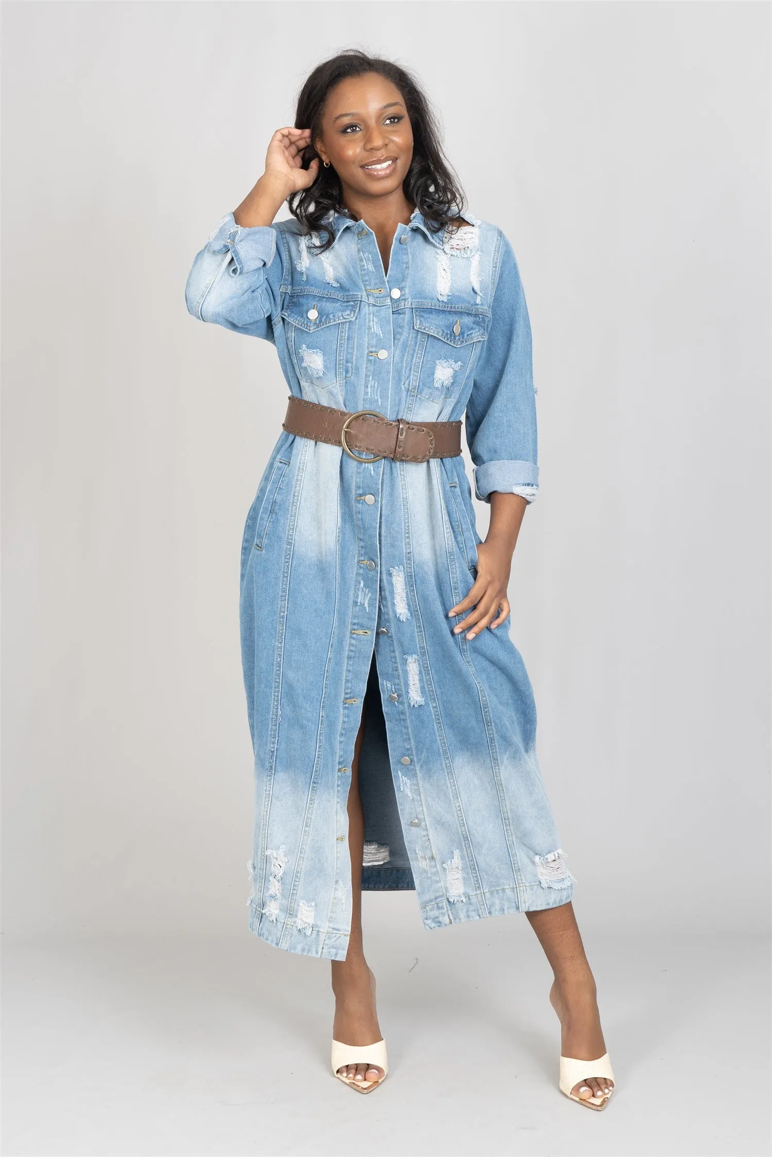 KaraChic CHH22156 Distressed Denim Jacket