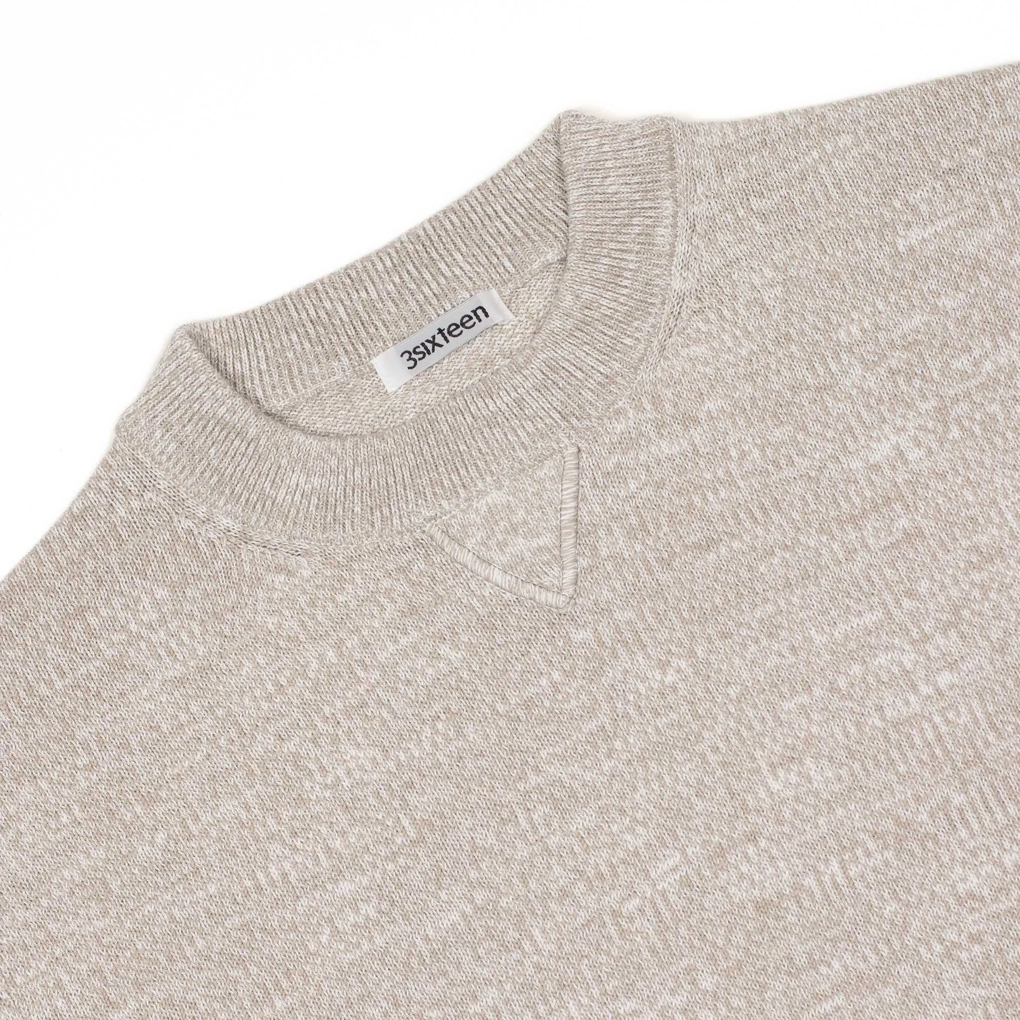 Knit t-shirt in natural marled cotton yarn