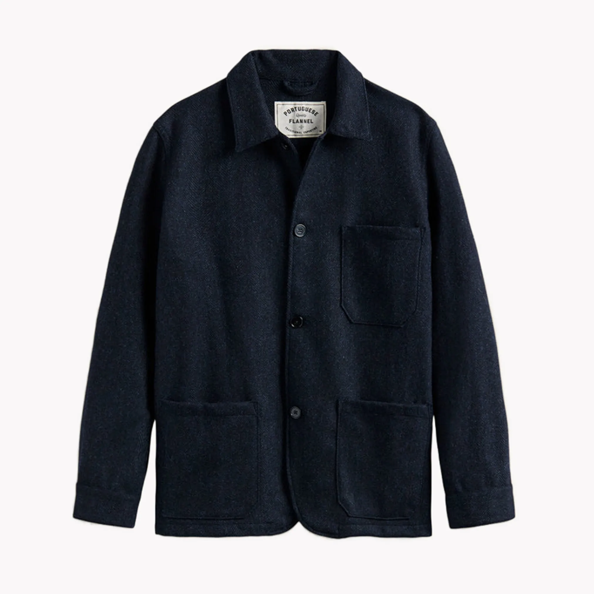 Labura in Navy Herringbone Wool