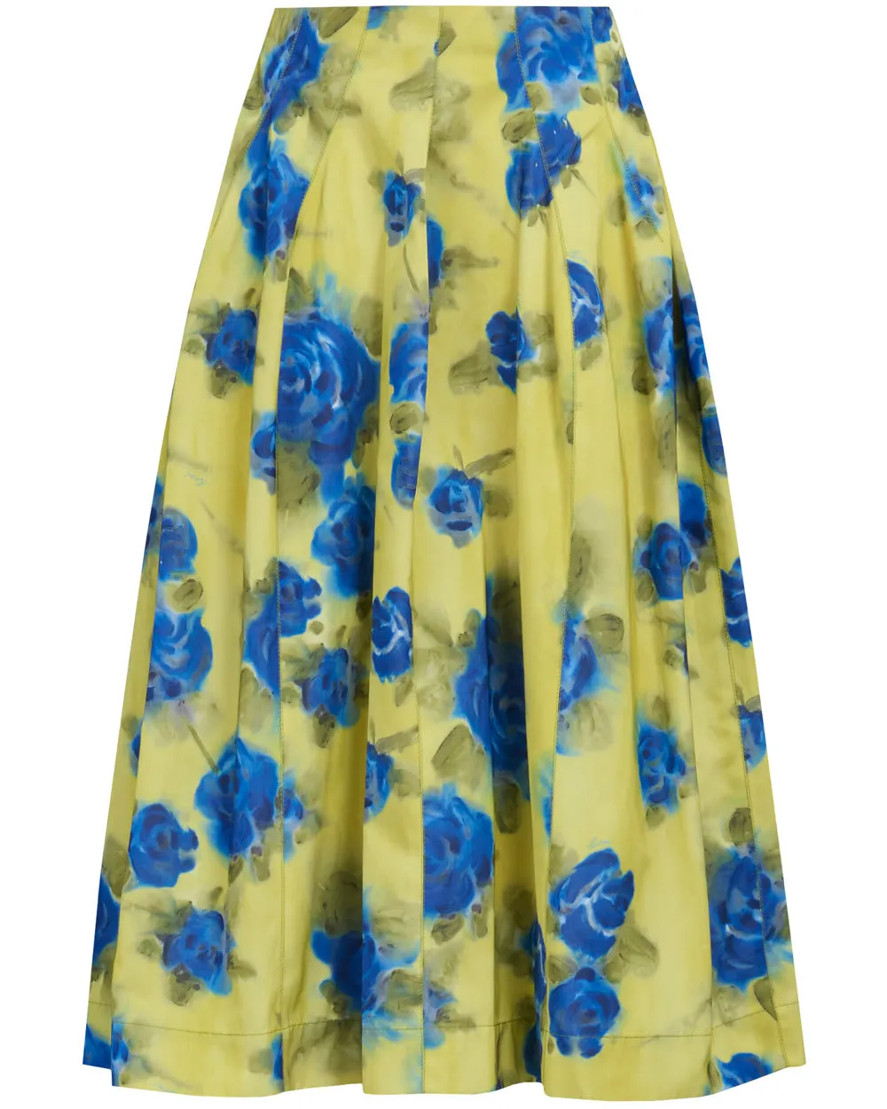 Lemonade Idyll Print High Rise Midi Skirt