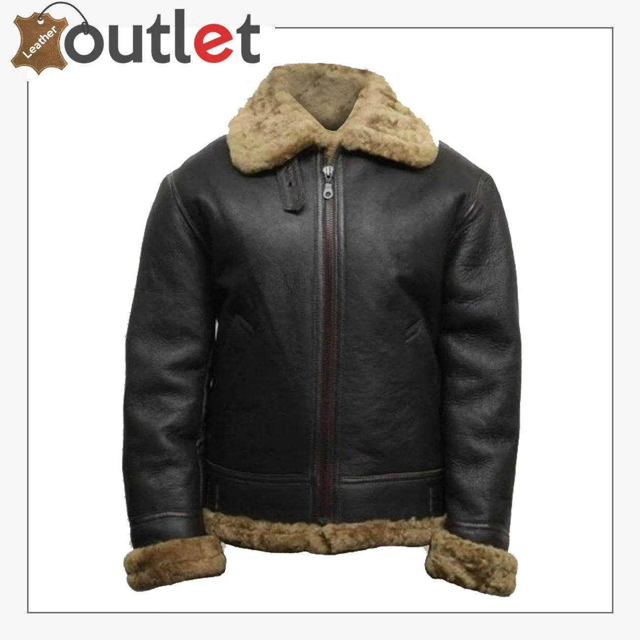 Men Black B3 Bomber Shearling Leather Jacket