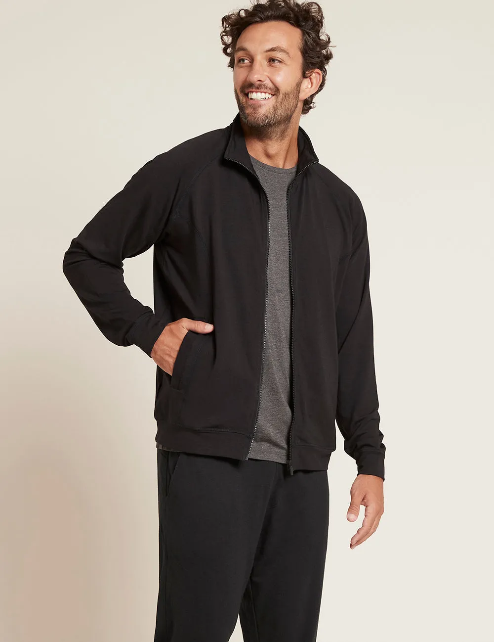 Men's Essential Zip-Up Jacket - Black