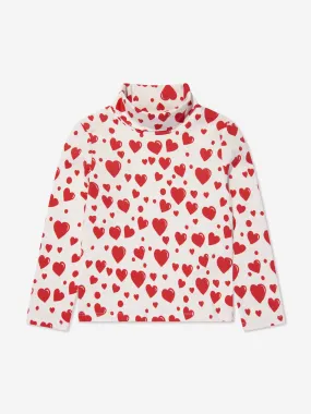 Mini Rodini Girls Hearts Long Sleeve T-Shirt in White