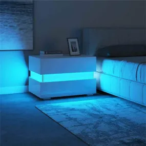 Modern Luxury LED Light Nightstand with Drawers