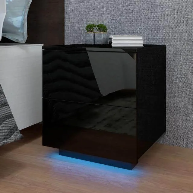 Modern Luxury LED Light Nightstand with Drawers