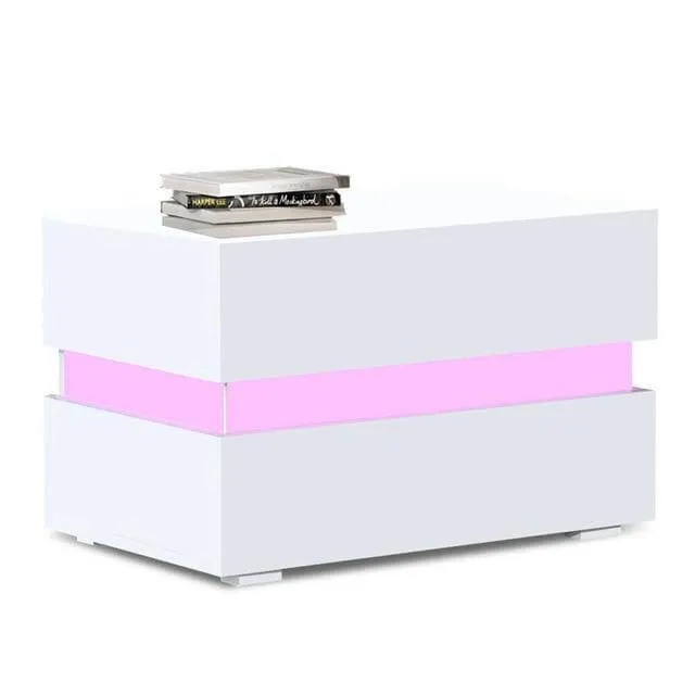 Modern Luxury LED Light Nightstand with Drawers