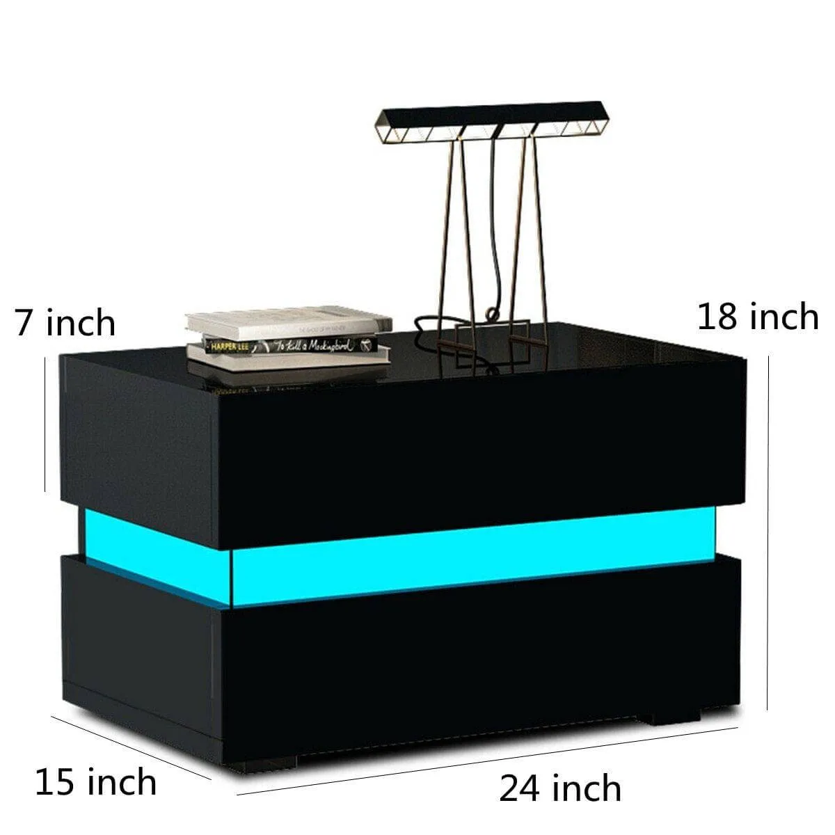 Modern Luxury LED Light Nightstand with Drawers