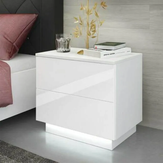 Modern Luxury LED Light Nightstand with Drawers