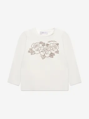 Monnalisa Girls Long Sleeve Rose T-Shirt