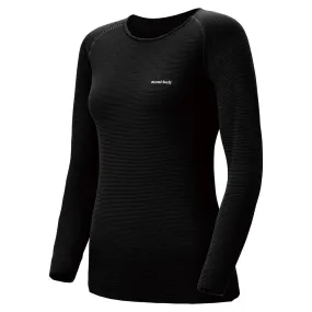 Montbell Base Layer Women's ZEO-LINE Middle Weight Round Neck Long Sleeve Crewe Black Coral Pink 1107283