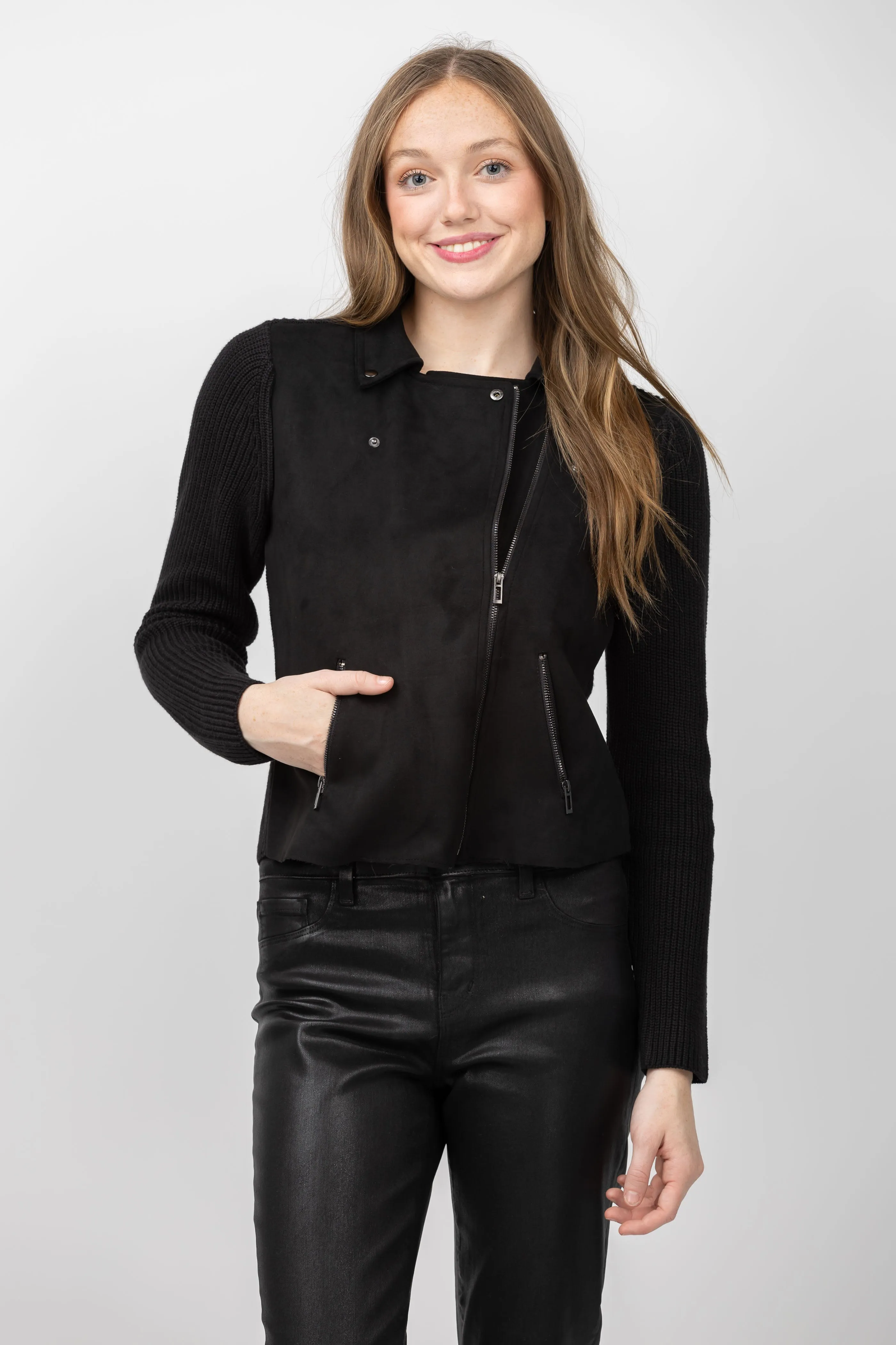 Nic   Zoe Mix Media Jacket in Black Onyx