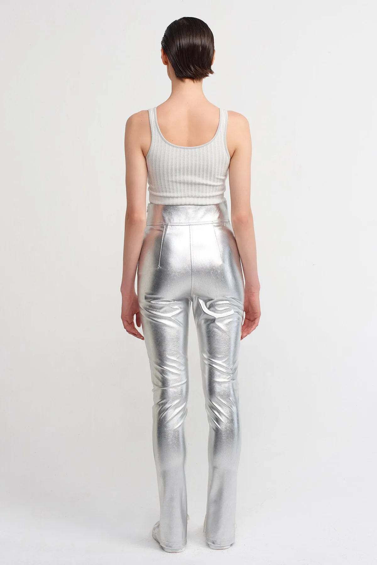 Nu High Waist Skinny Pants Silver