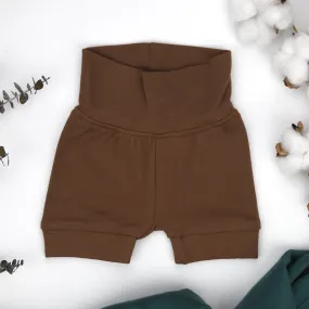 Organic Cotton High Waist Baby Shorts, Bark