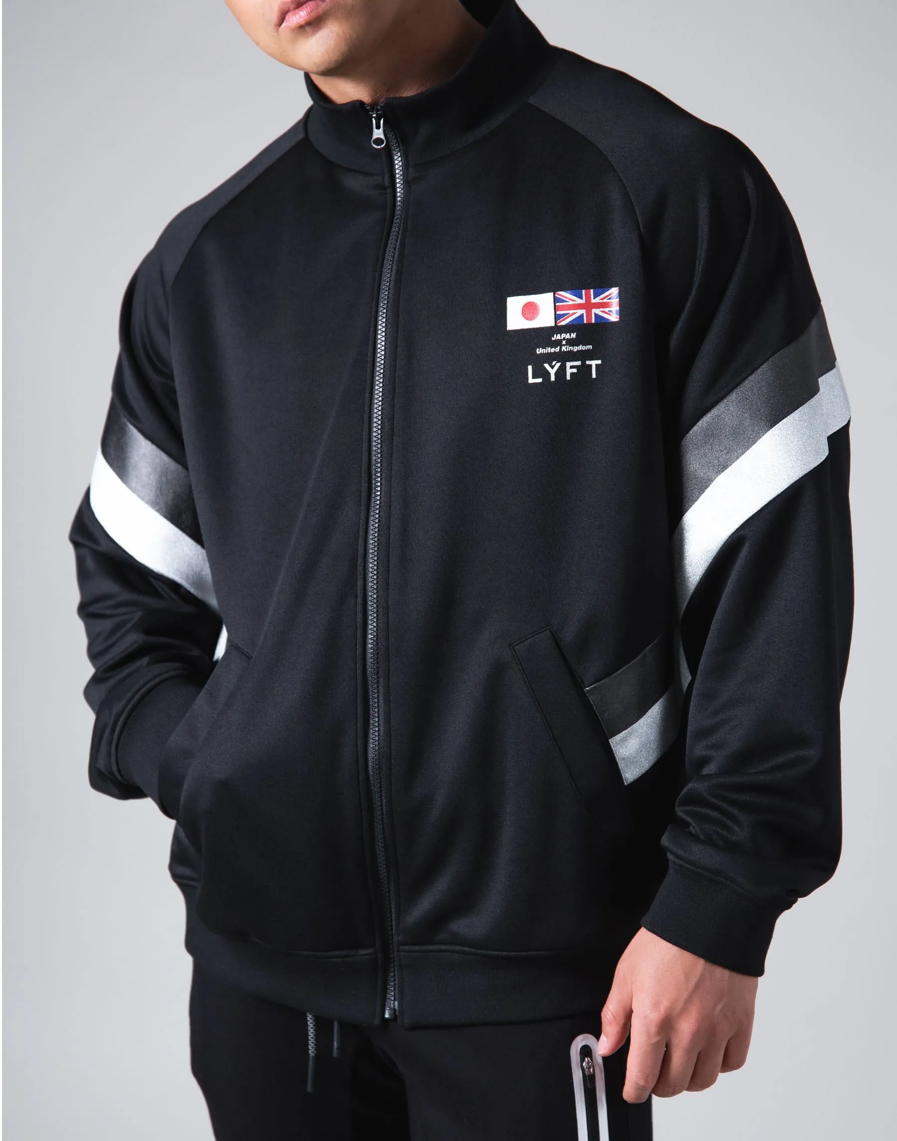 Oversize Angle Line Track Jacket - Black