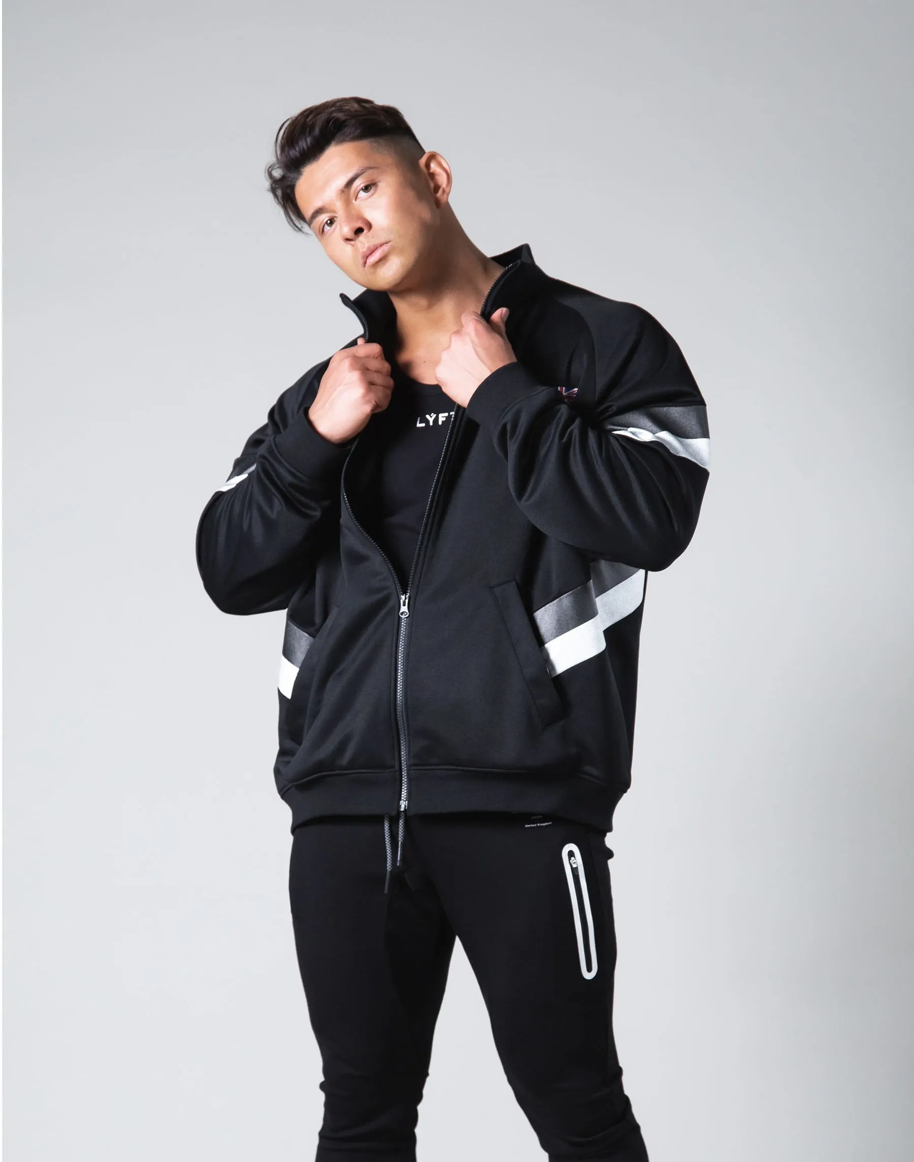 Oversize Angle Line Track Jacket - Black