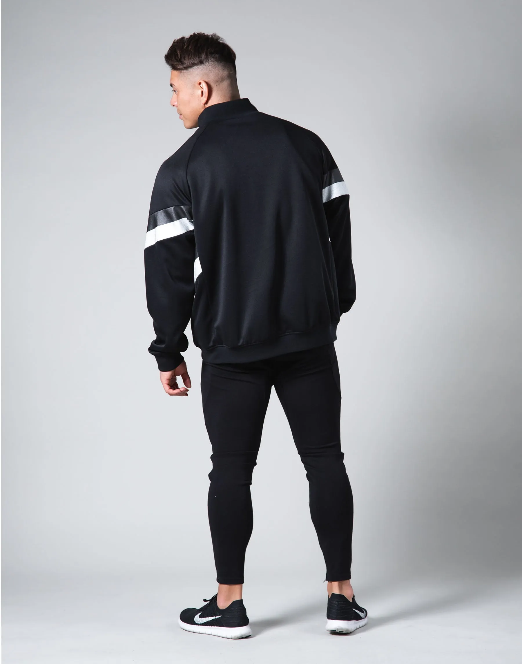 Oversize Angle Line Track Jacket - Black