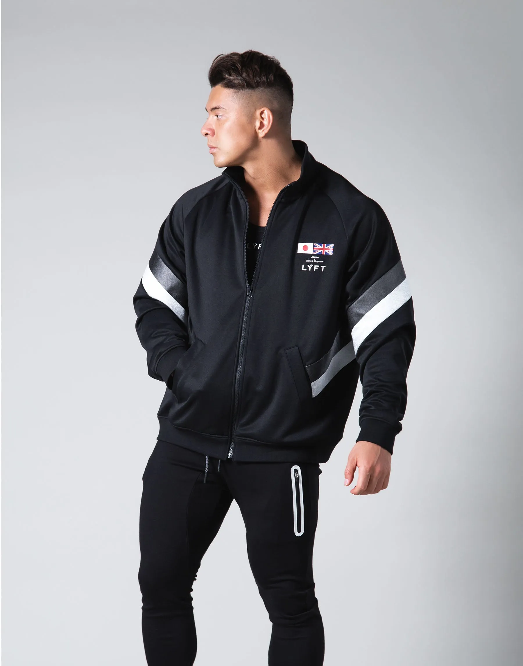 Oversize Angle Line Track Jacket - Black