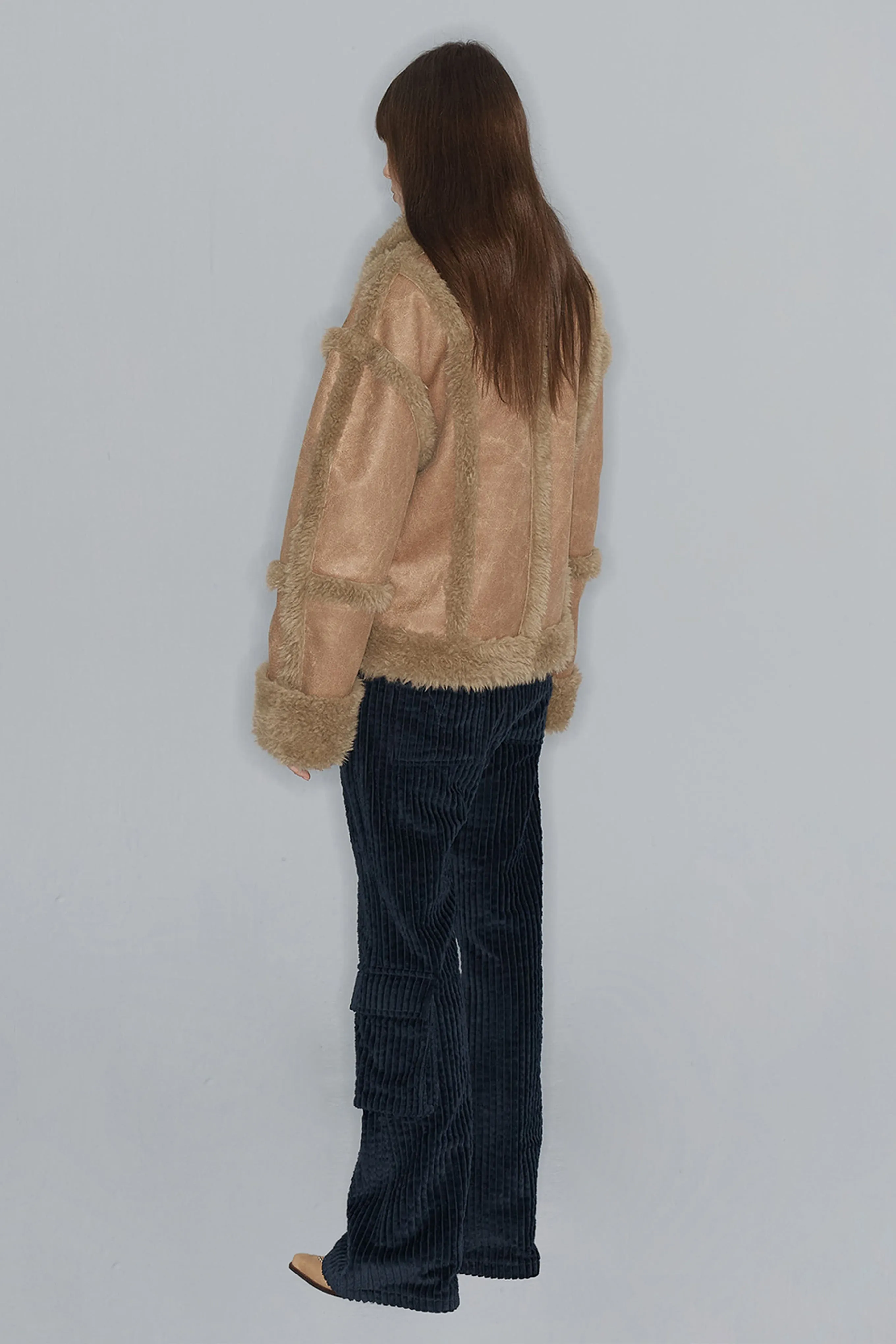 PANELED FAUX-SHEARLING JACKET