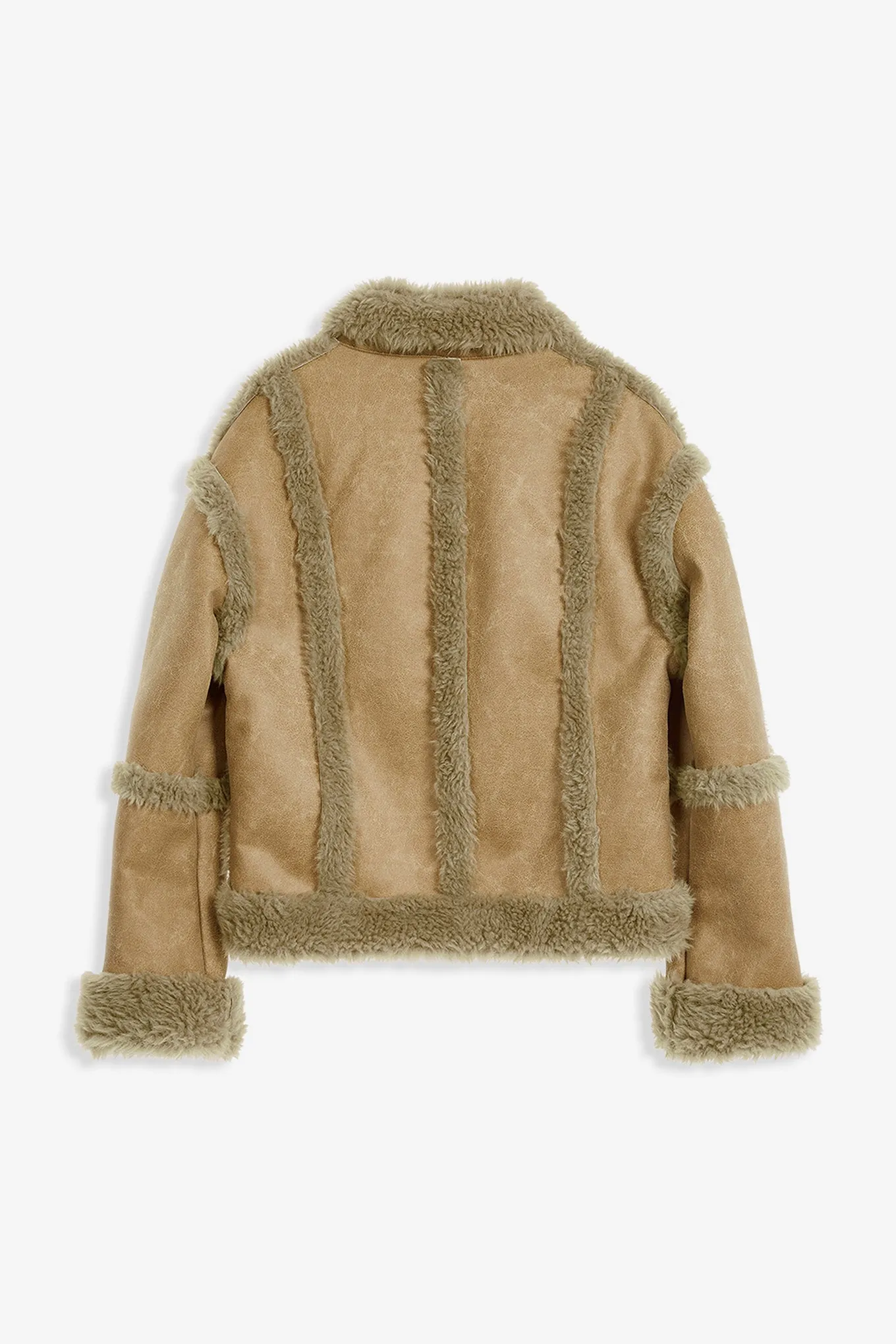 PANELED FAUX-SHEARLING JACKET