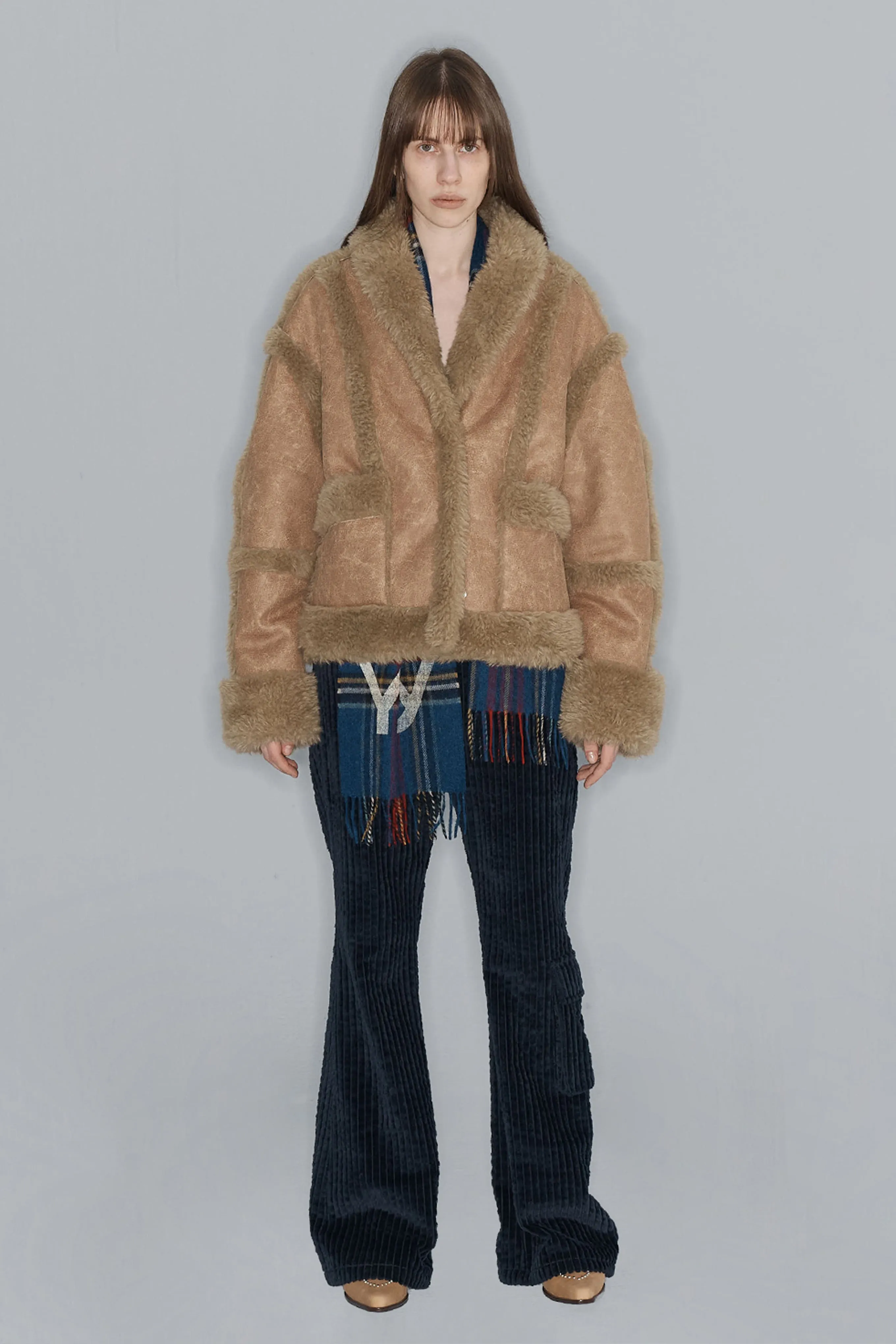 PANELED FAUX-SHEARLING JACKET