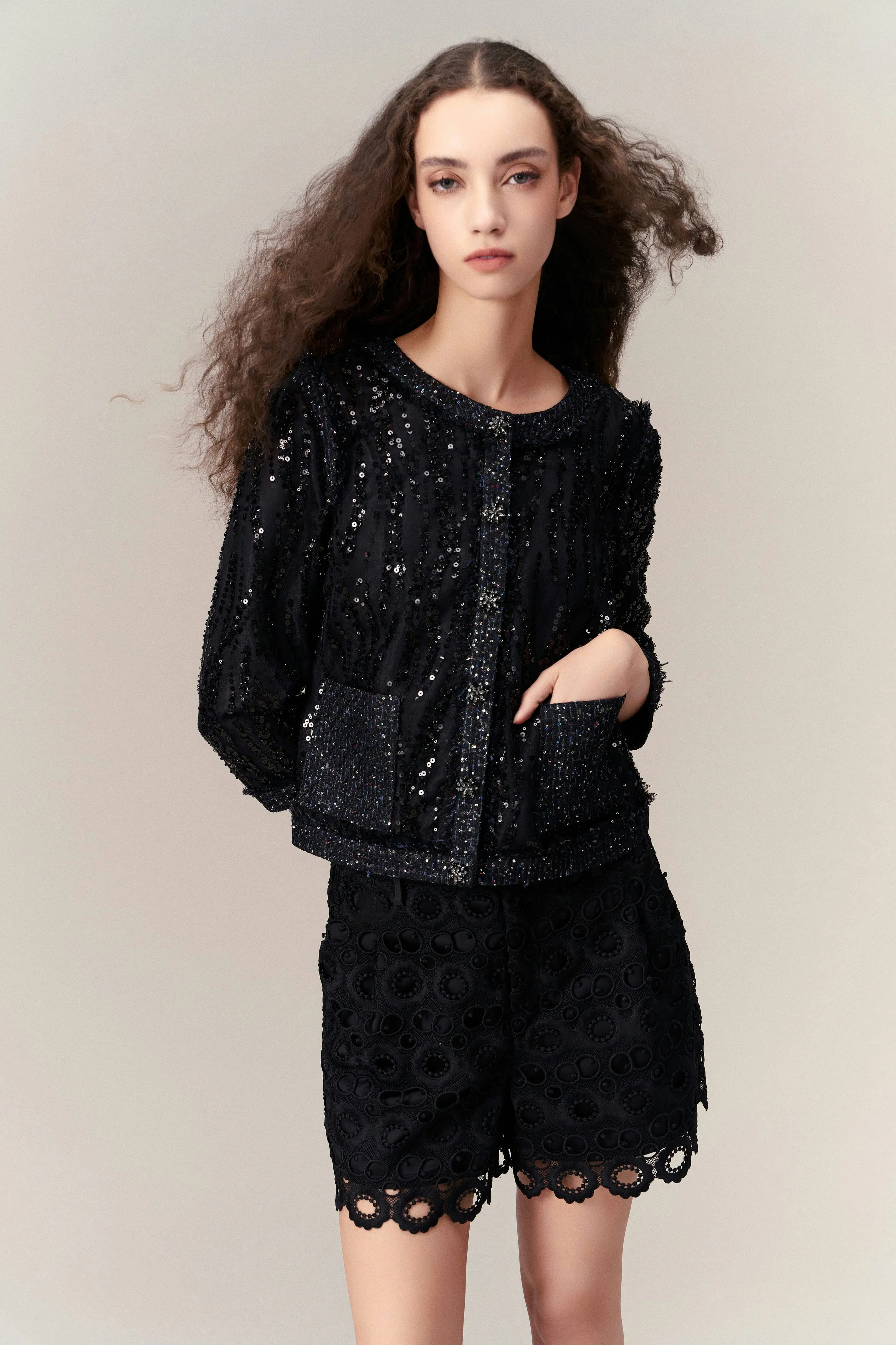 Patchwork Water Flow Sequin Jacket