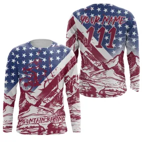 Patriotic MTB Jersey Custom Flag USA Flag Mountain Bike Long Sleeve Shirt USA Downhill Cycling Gear