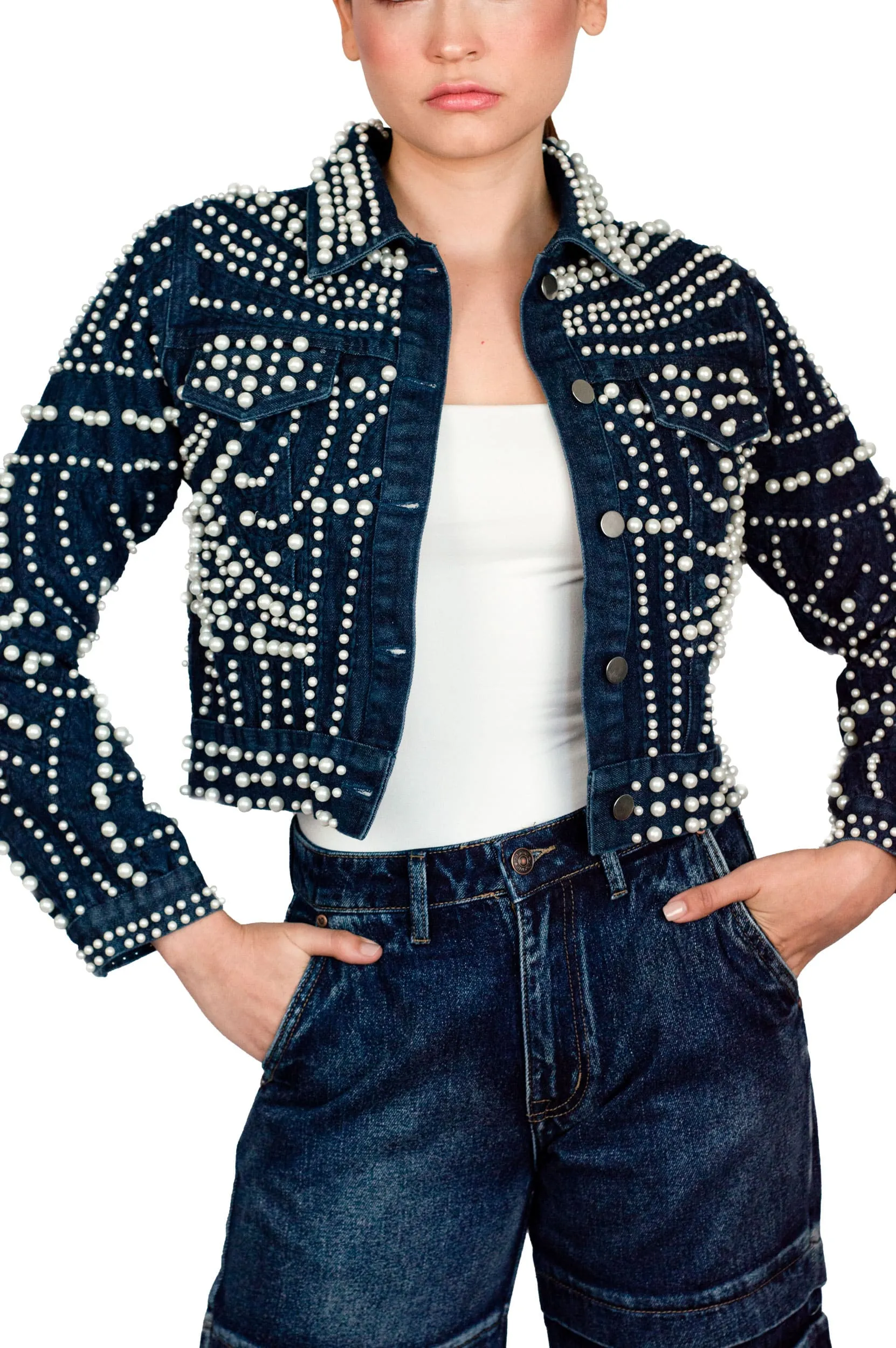 PEARL DARK DENIM JACKET