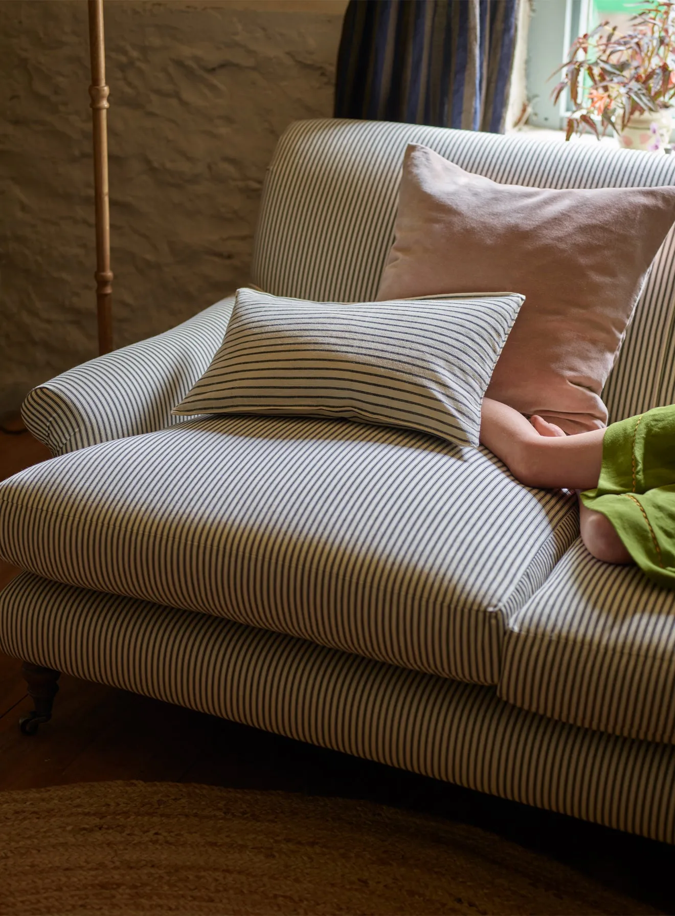 Remy Sofa, Two Seater, Black Ticking Stripe