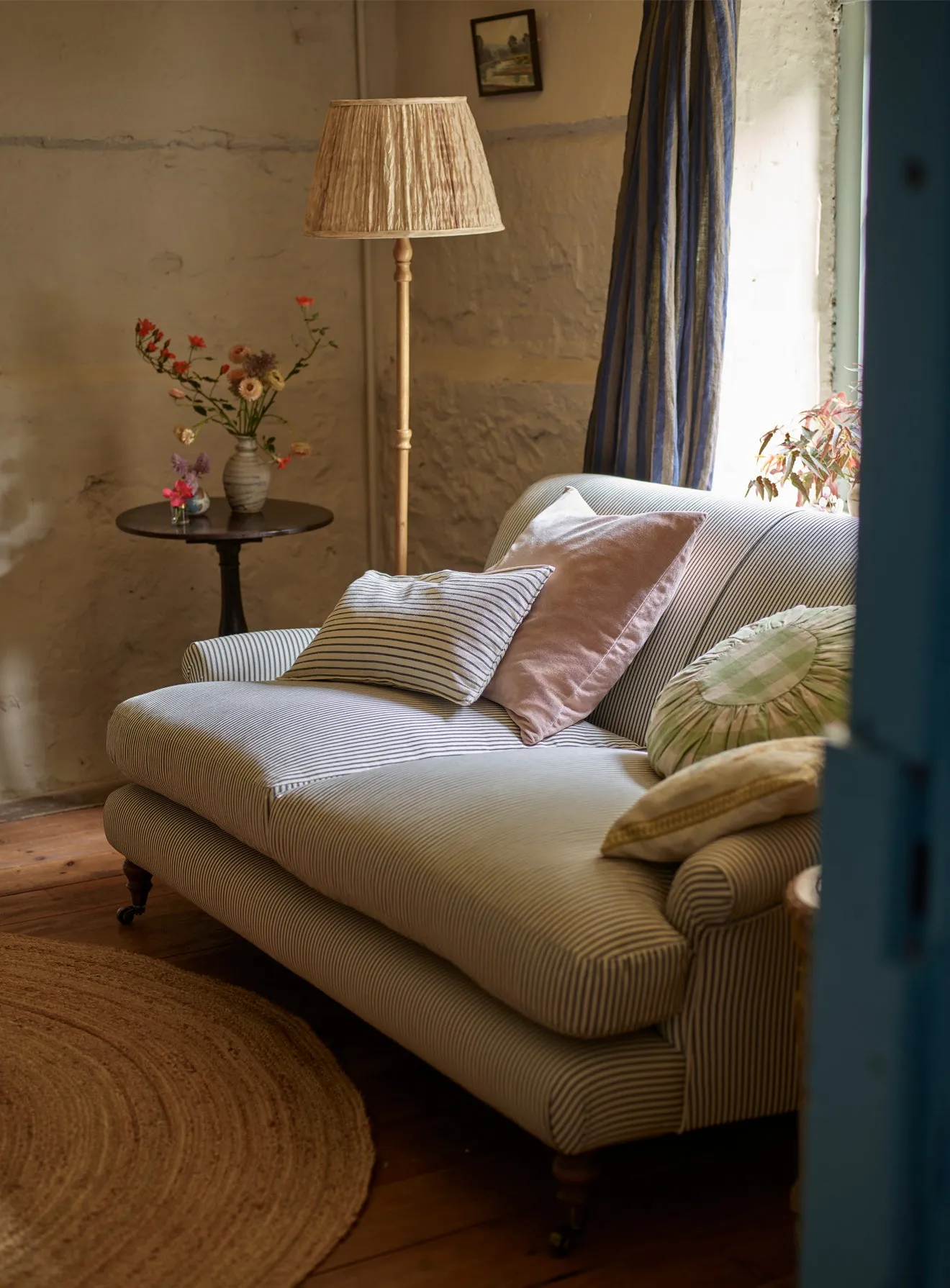 Remy Sofa, Two Seater, Grey Ticking Stripe