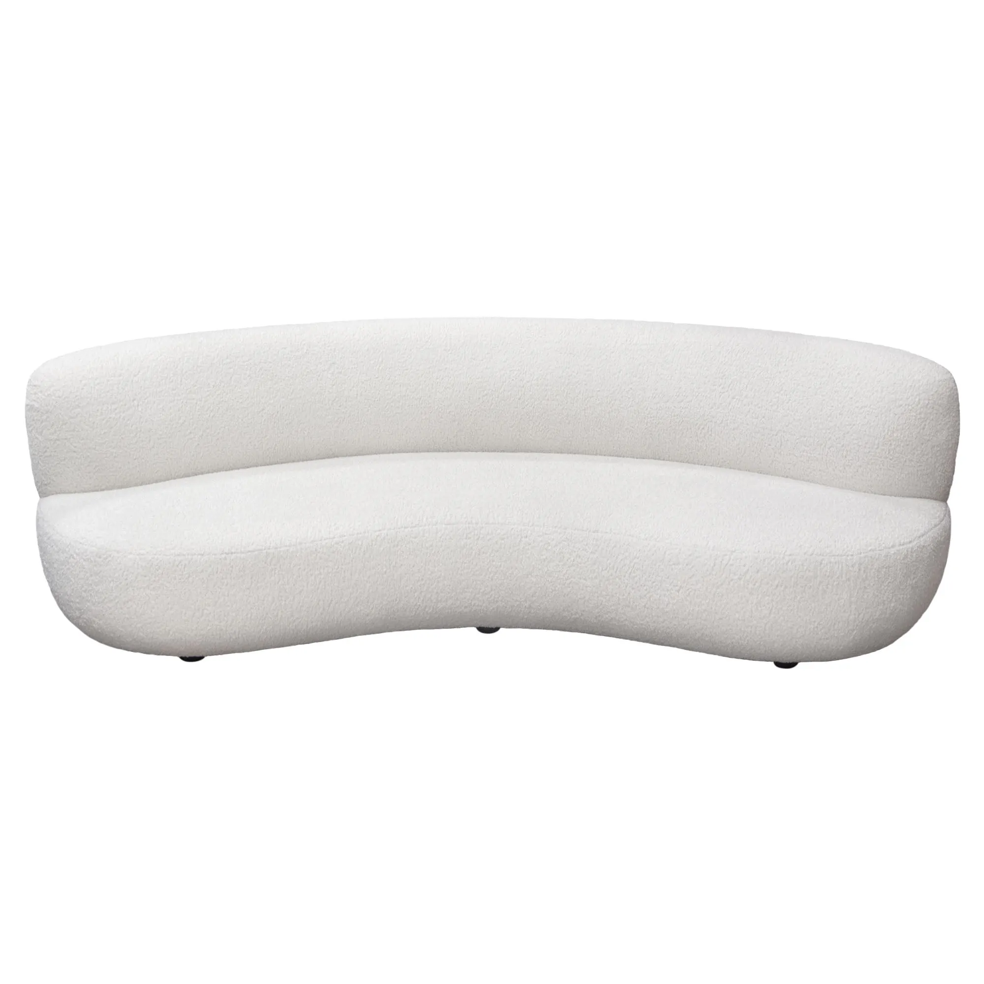 Simone Curved Sofa in White Faux Sheepskin Fabric by Diamond Sofa