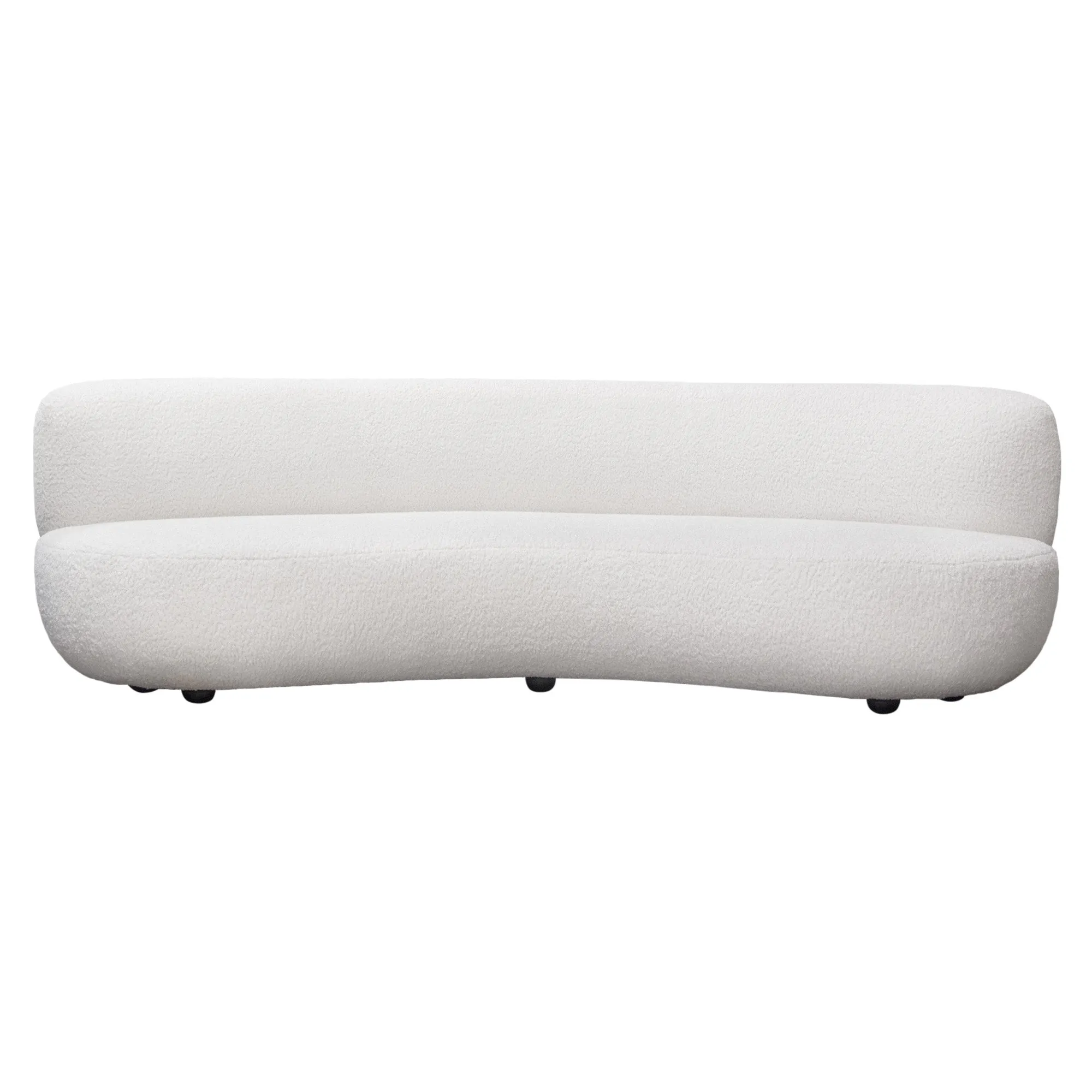 Simone Curved Sofa in White Faux Sheepskin Fabric by Diamond Sofa