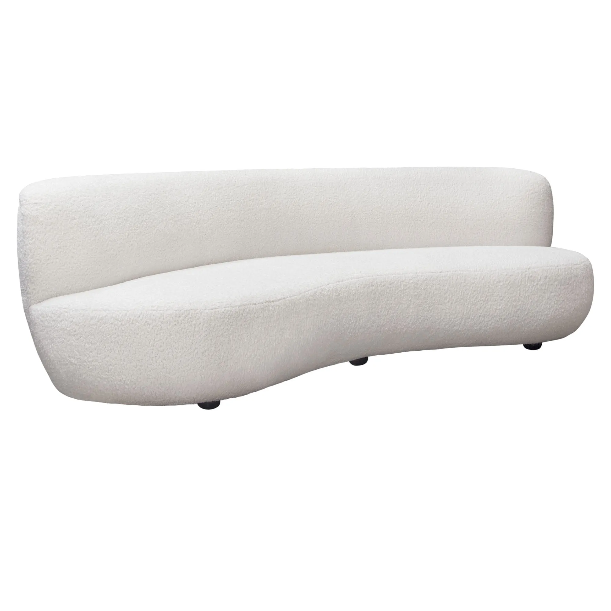 Simone Curved Sofa in White Faux Sheepskin Fabric by Diamond Sofa