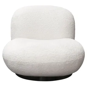 Simone Swivel Accent Chair in White Faux Sheepskin Fabric by Diamond Sofa