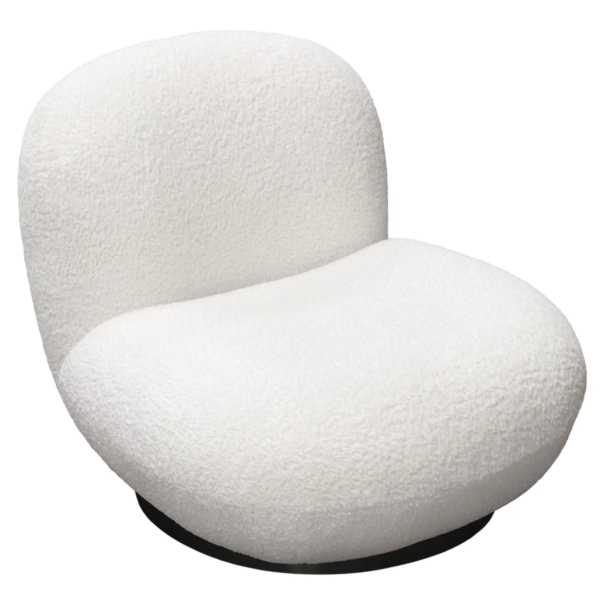 Simone Swivel Accent Chair in White Faux Sheepskin Fabric by Diamond Sofa