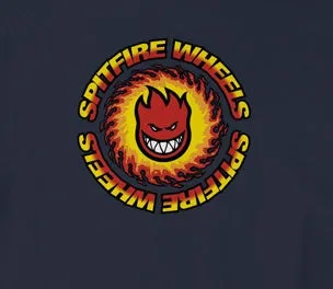 Spitfire OG Fireball Fill LS Tee, Navy Red Yellow