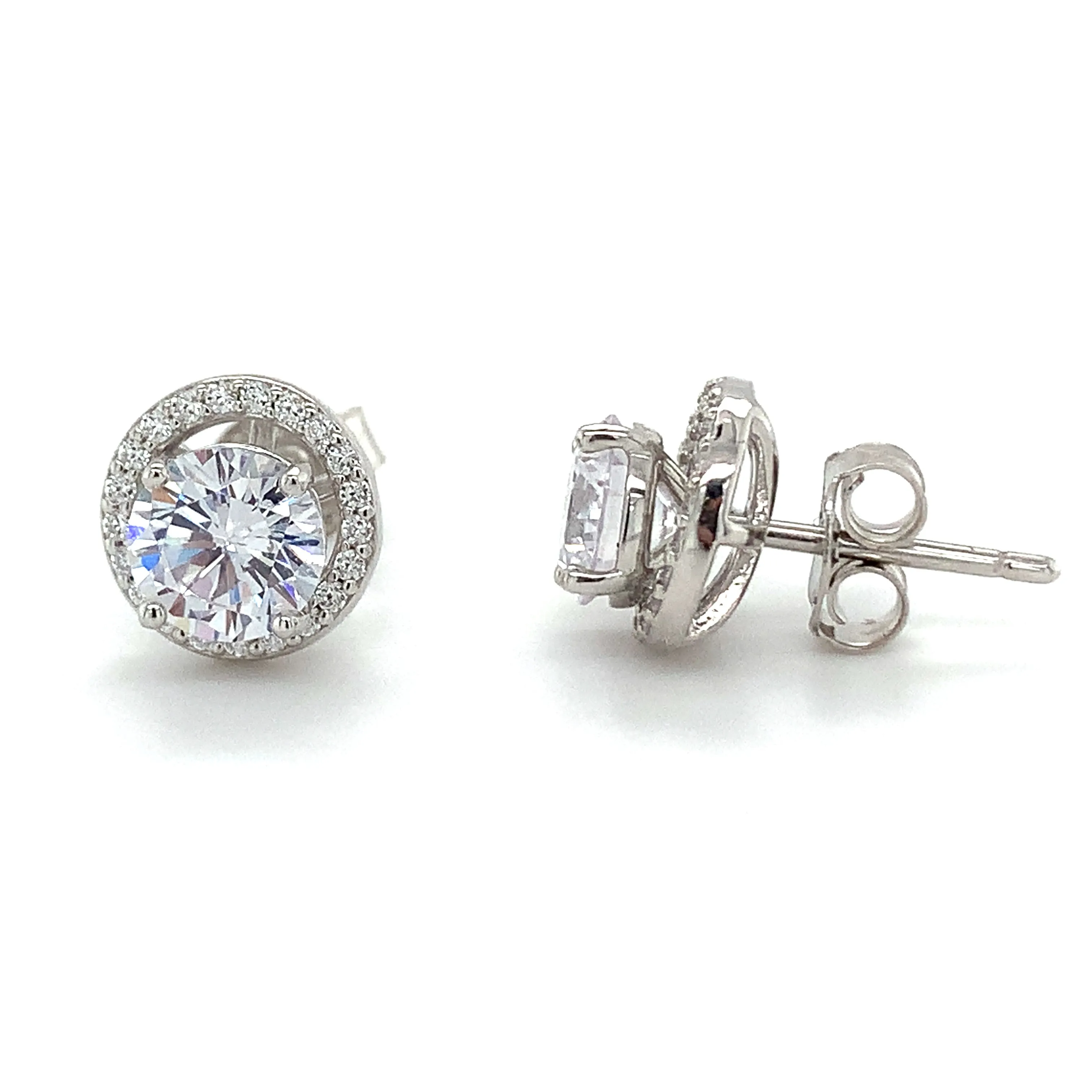 Sterling Silver CZ Stud & Halo Jacket