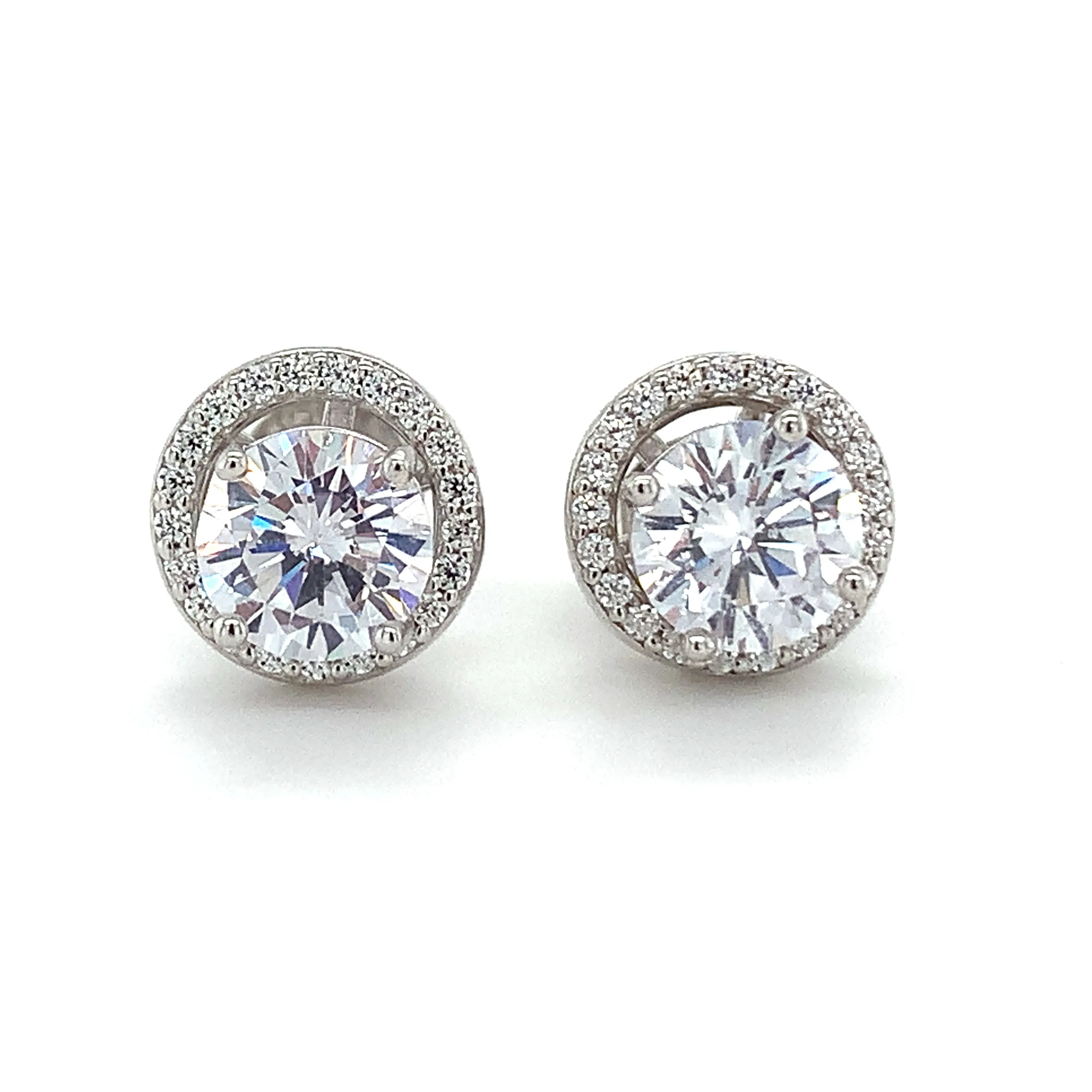 Sterling Silver CZ Stud & Halo Jacket